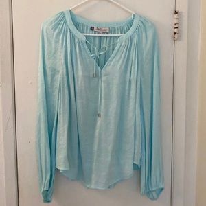 NEW Jennifer Lopez Ice Blue Top Blouse M